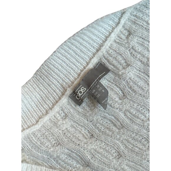 ASOS DESIGN cable mini sweater dress with v neck Size 8 Cream Cinnamon Girl Cozy - Picture 5 of 7